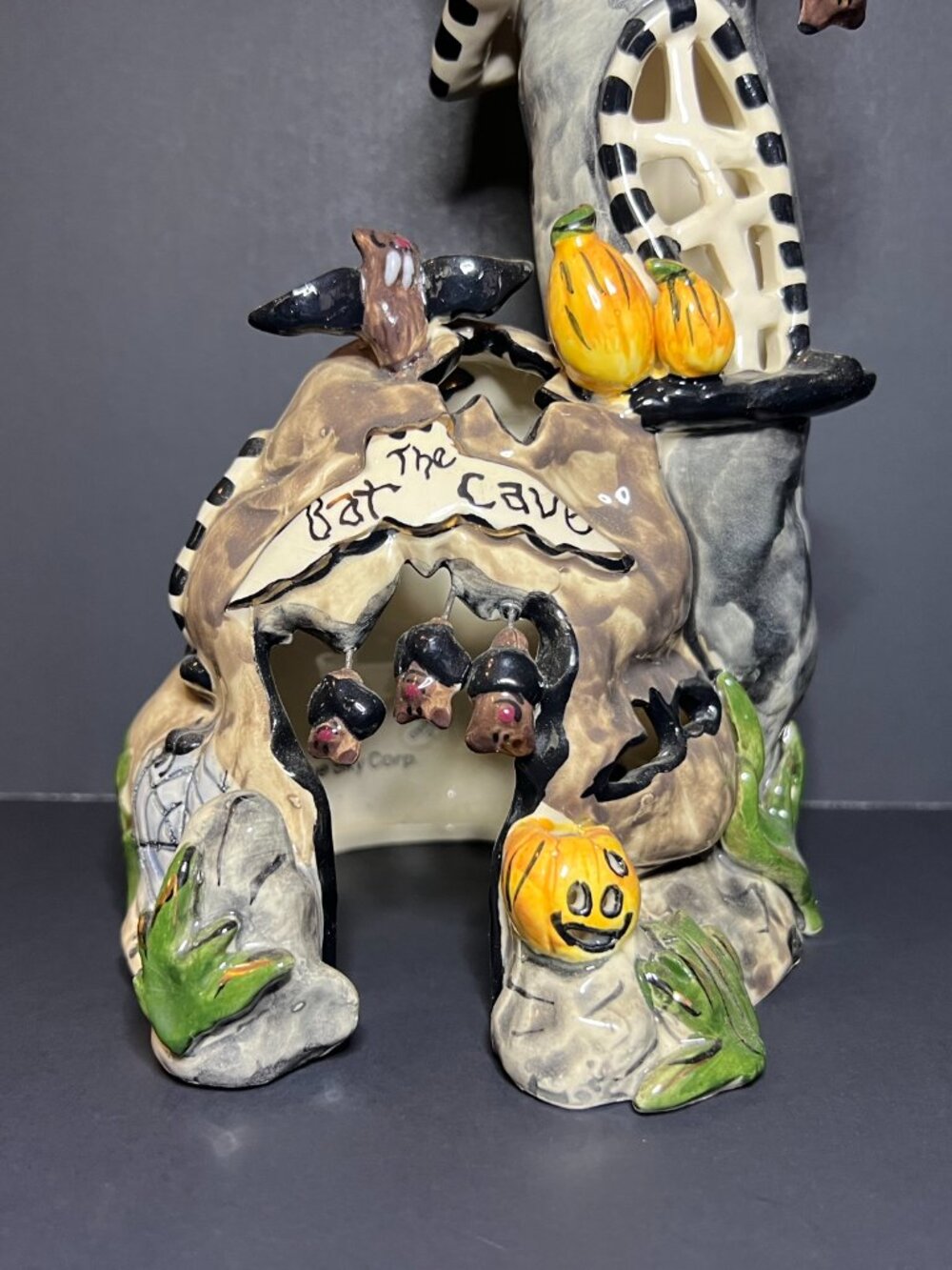 VTG 2002 Blue Sky Heather Goldminc Clayworks Halloween Tealight Bat Cave House - Picture 3 of 11